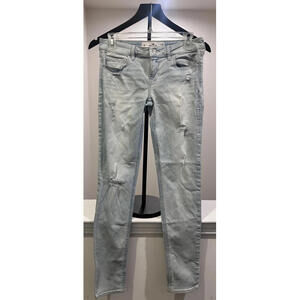 Hollister Womens 3R 26W 31L Light Blue Distressed Low-Rise Jeans
